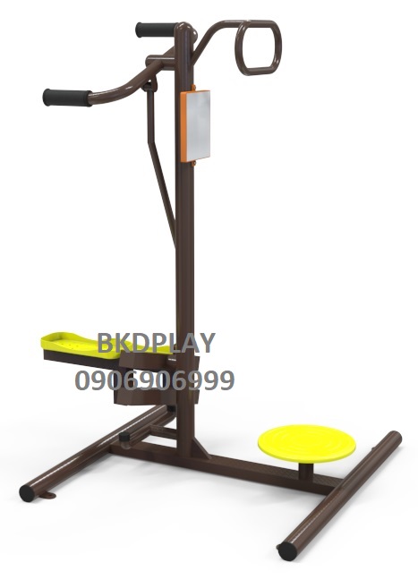 เครื่องออกกำลังกายกลางแจ้งผู้ใหญ่,บริหารข้อเข่า-ขา-เอว-สะโพก (แบบย่ำเท้าบิดเอว),ลานกีฬาอเนกประสงค์ ,สวนสาธารณะ ,เทศบาล ,หมู่บ้าน ,ผลิตในไทย ,สั่งทำตามสีที่ต้องการได้