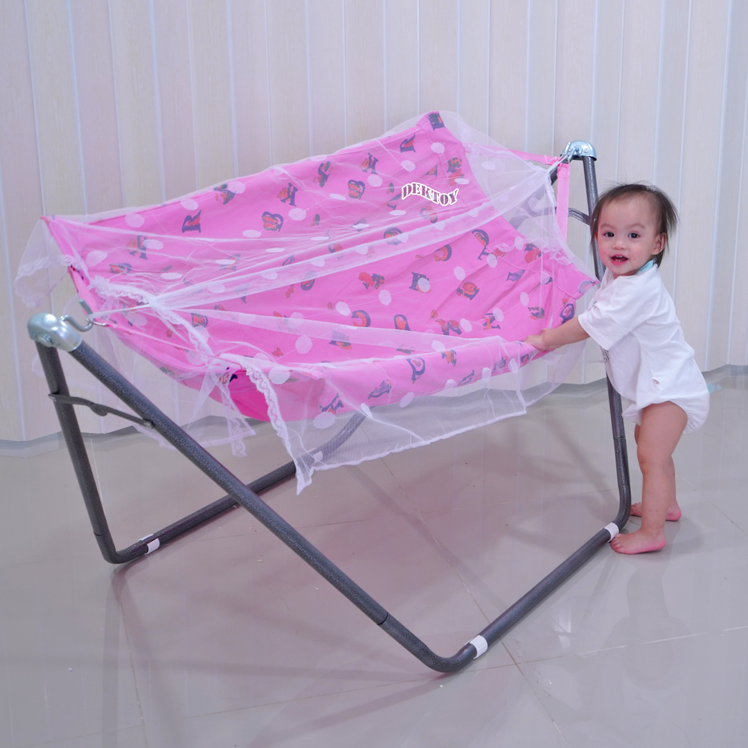 เปลเด็ก เปลเรือพีจี สีชมพู พร้อมมุ้งPGA 001-4