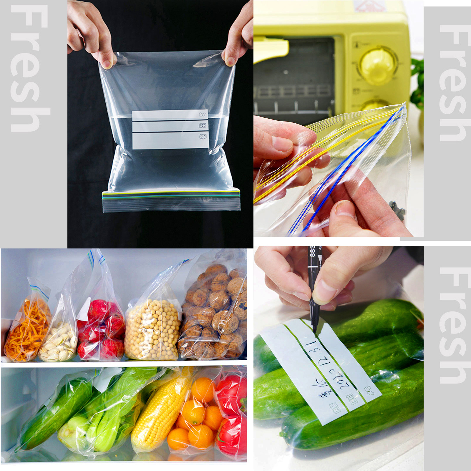 ถุงซิปใส่อาหาร มี3ขนาด S/M/L แพ็ค 30/20/15ใบ วัสดุคุณภาพดี ซิปคู่ ซีลแน่น ทน ไม่ฉีกขาดง่าย