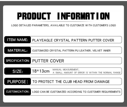 PLAYEAGLE CRYSTAL PATTERN PUTTER COVER MT036