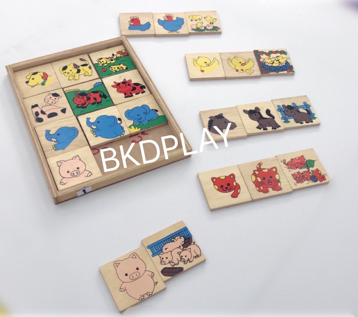 เกมจับคู่สัญลักษณ์แม่-ลูก ชุดสัตว์เลี้ยง , ของเล่นไม้, ของเล่นเสริมพัฒนาการ, ของเล่นเด็กอนุบาล, สื่อการสอนเด็กอนุบาล