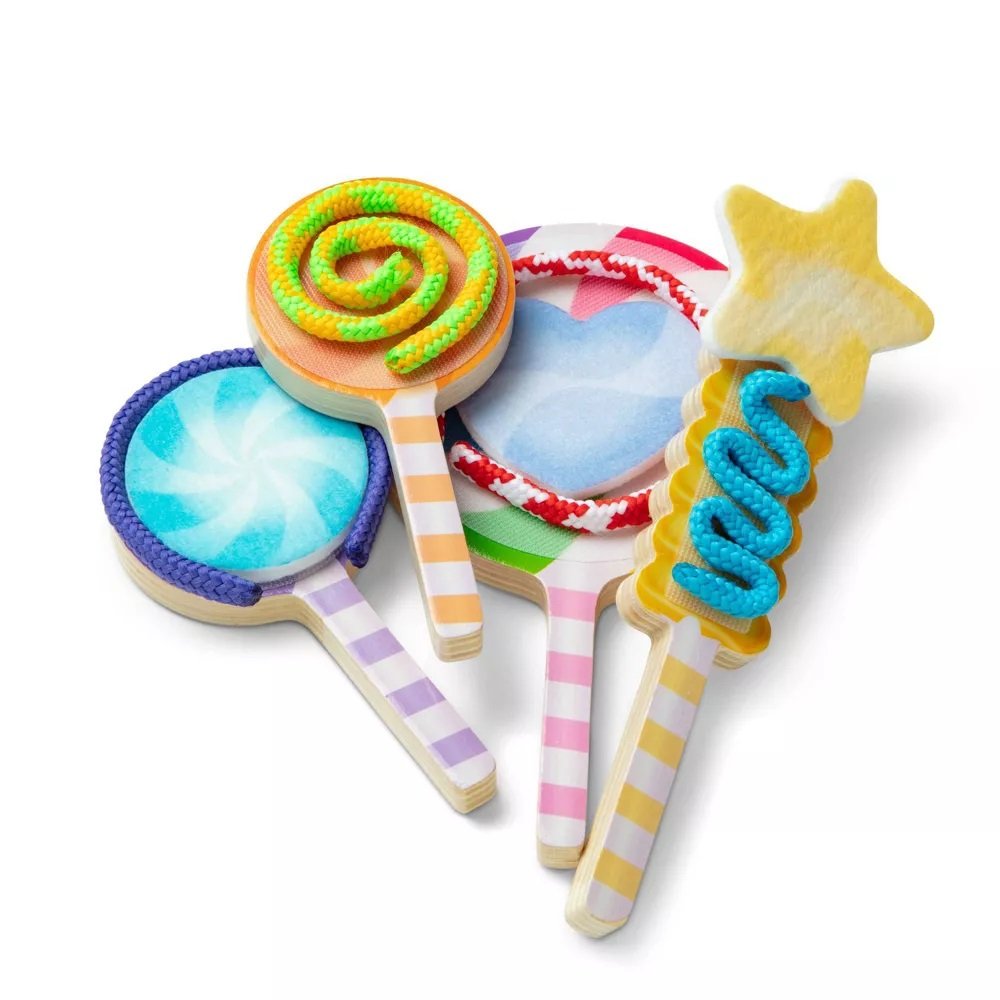 เล่นทำอมยิ้มลอลลี่ป๊อบ Mix & Match ปากกาตกแต่งเชือกบนแผ่นหนึบ Melissa & Doug Lollipop Play Set