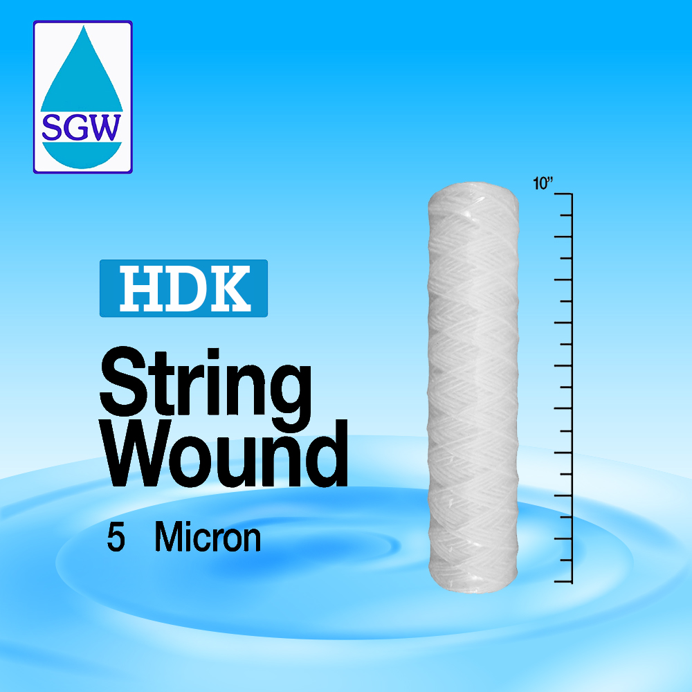 HDK String Wound Cartridge Filter # 5 Micon 10" {จำหน่ายยกลัง 50 ไส้}