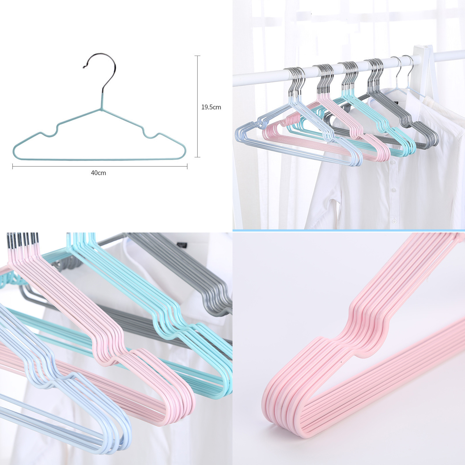 ไม้แขวนเสื้อล็อคราว มีให้เลือก2รุ่น สแตนเลส อย่างหนา 4mm มี 4ขนาด 40cm ~ 50cm / แบบหุ้มสี หัวแขวนเข็มขัดล็อคราว แข็งแรง ทนทาน ไร้สนิม