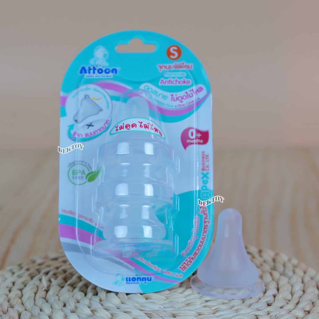 แคบ Attoon แอทตูน จุกนมแอทตูนนุ่มไม่ดูดไม่ไหล Hamonize จุกนมคอแคบรูจุกแบบกากบาทX แพ็ค3ชิ้น