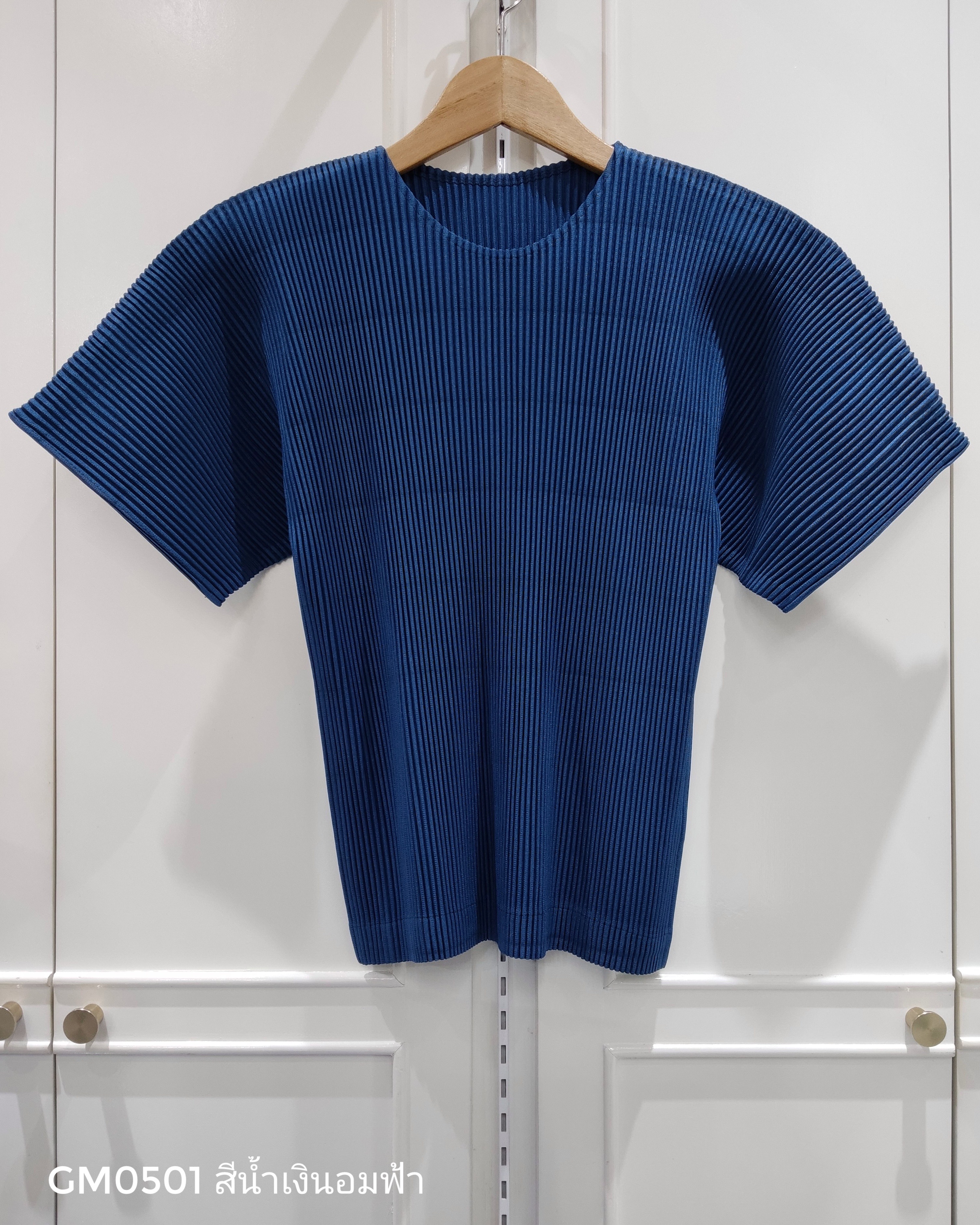 อกถึง42 ยาว22นิ้ว 2MUAY รุ่น GM0501 เสื้ออัดพลีท THICK SHORT SLEEVE PLEATED TOP 24 สี FREE SIZE