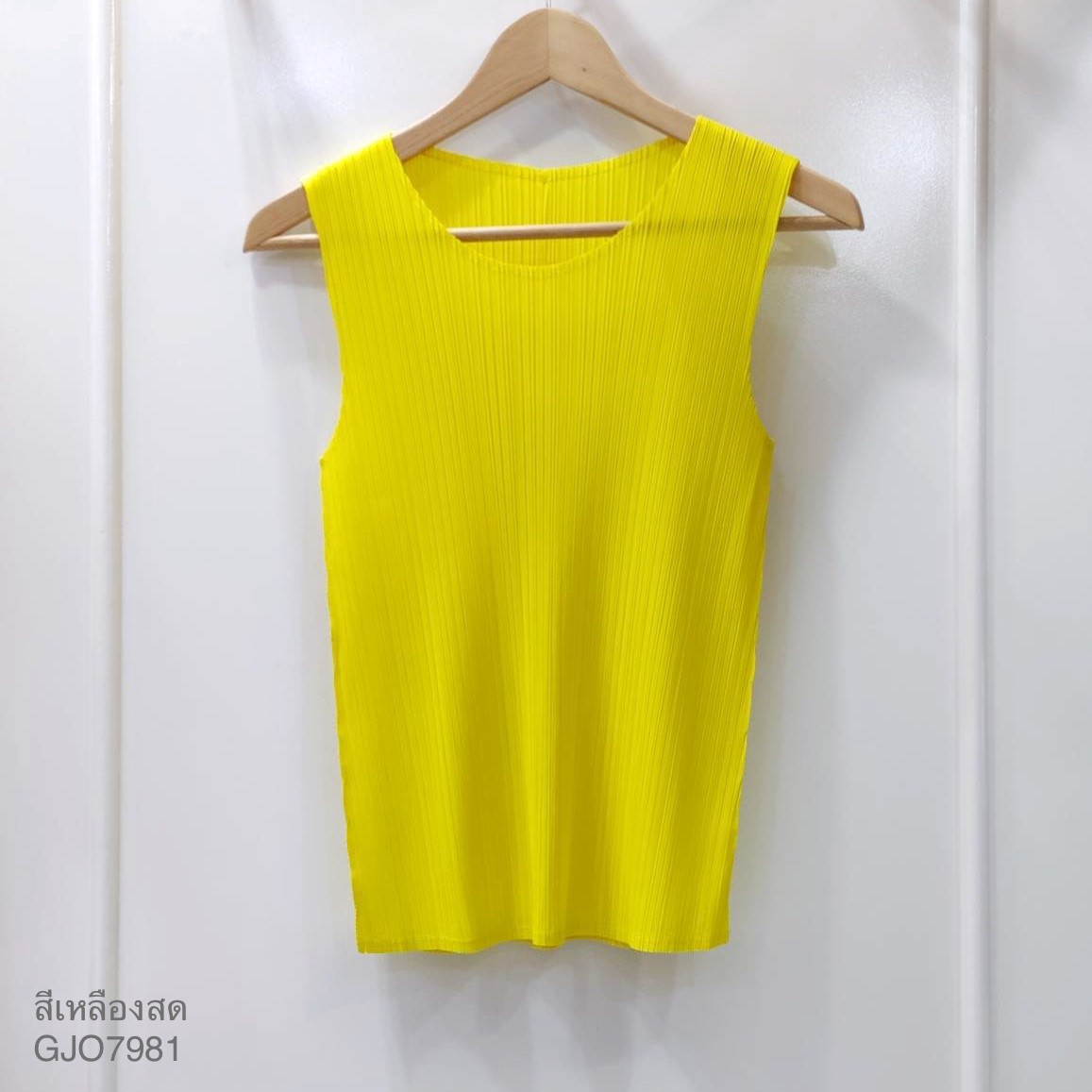 2MUAY BASIC รุ่น GJO7981 เสื้ออัดพลีทงานคุณภาพ BASIC ROUND NECK PLEATED TOP 20สี FREE SIZE