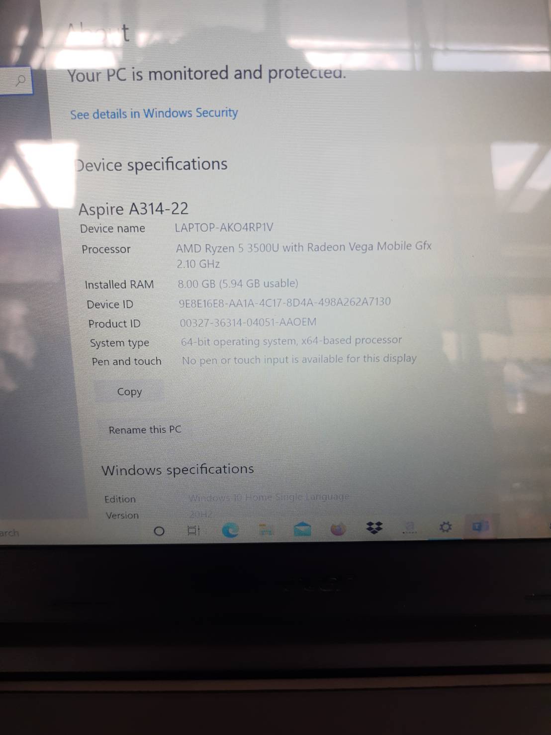 Acer Aspire 3 A315-42