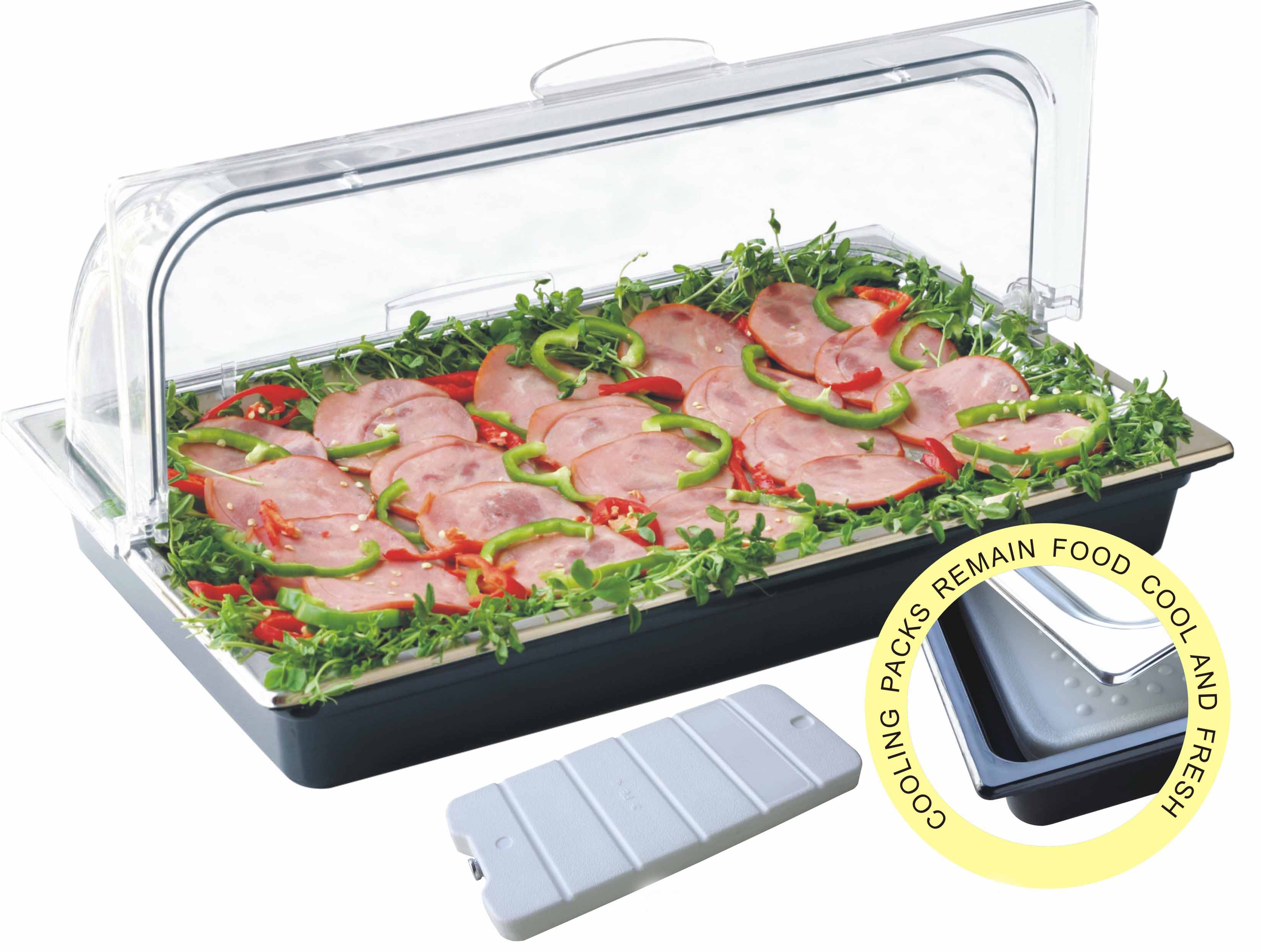 ถาดสแตนเลสและถาดเก็บ cooling pack พร้อมฝาครอบสไลด์