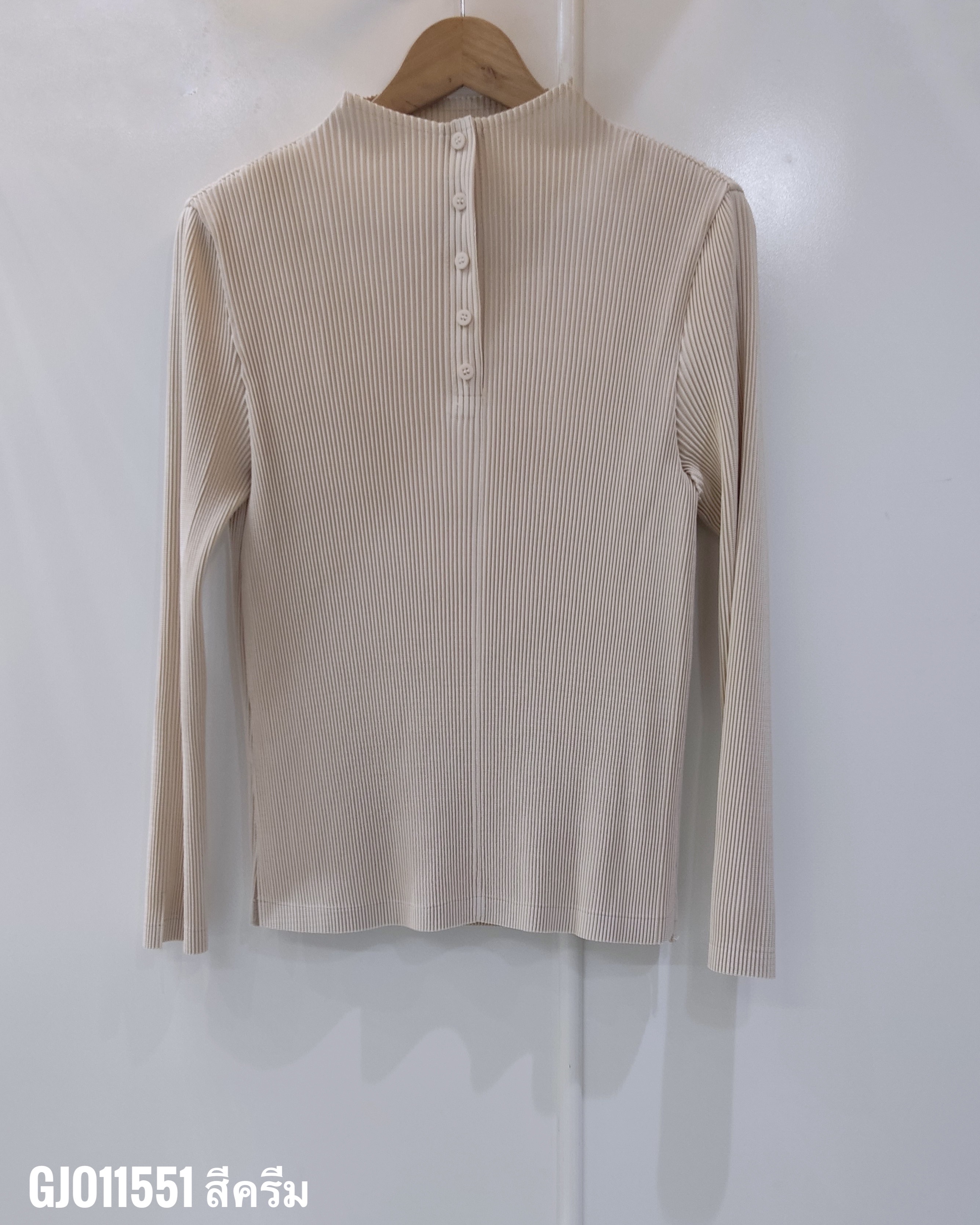 2MUAY รุ่น GJO11551 เสื้ออัดพลีท THICK HIGH NECK BUTTON FRONT PLEATED TOP 8 สี FREE SIZE