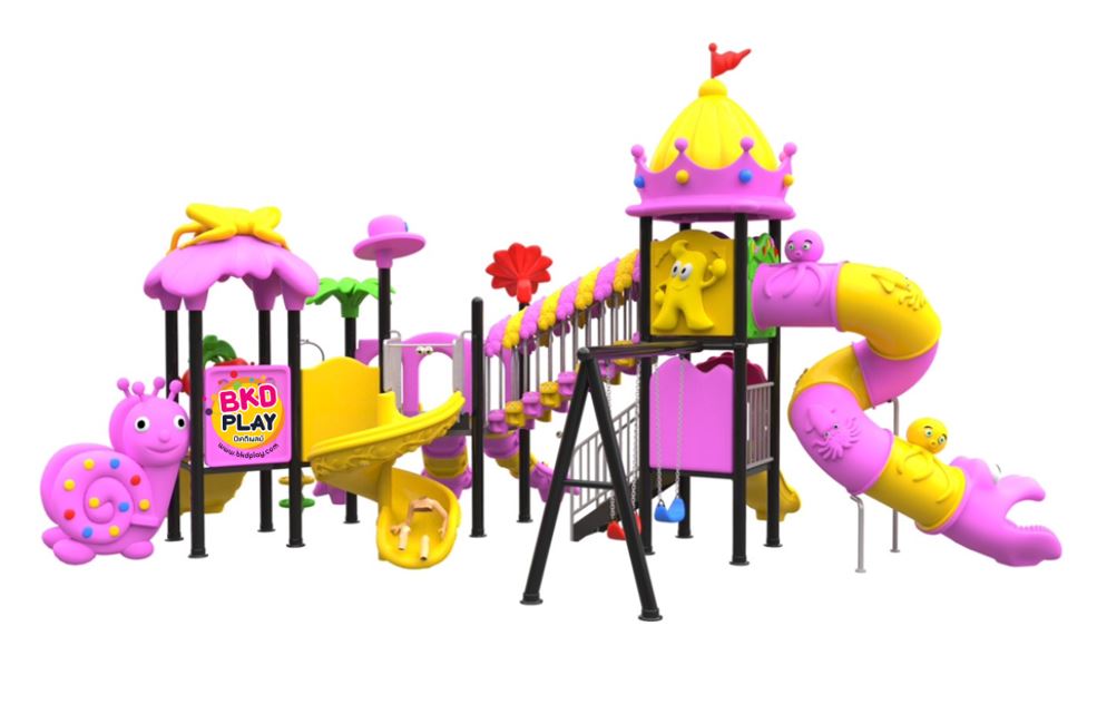 เครื่องเล่นสนามกลางแจ้ง,ชุด ปราสาทมงกุฎชมพู สไลเดอร์, กระดานลื่น, ของเล่นเสริมพัฒนาการ, ราคาโรงงาน