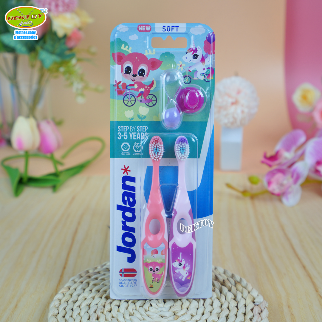 Jordan จอร์แดน แปรงสีฟันเด็ก จอร์แดนแพ็คคู่ แถมยาสีฟัน 3-5 ปี