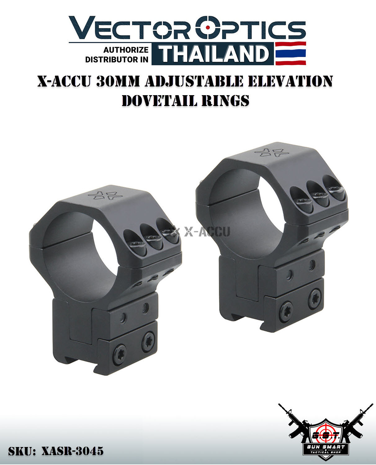 X-ACCU 30MM ADJUSTABLE ELEVATION DOVETAIL RINGS