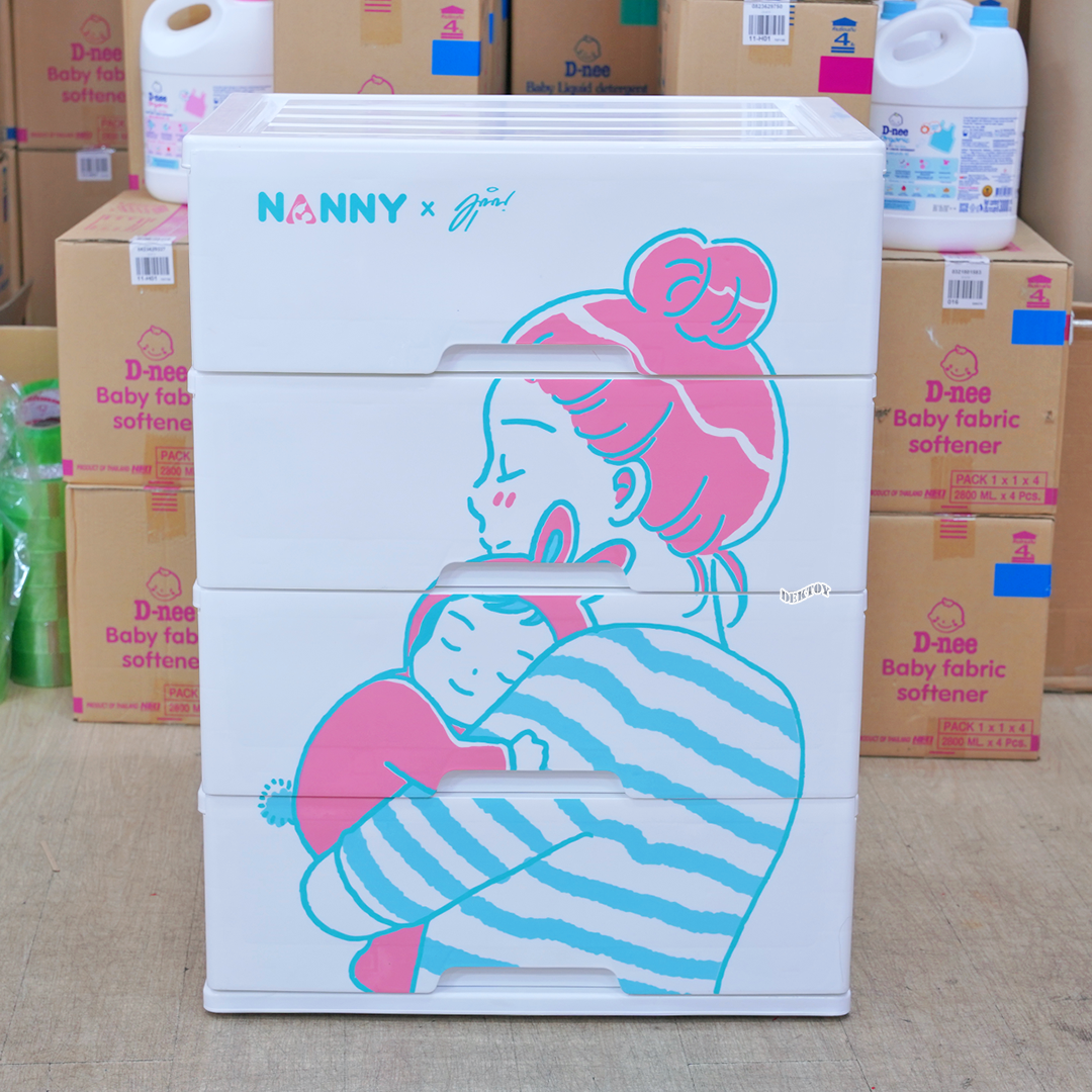 NANNY แนนนี่ ลิ้นชักเก็บของแนนนี่4ชั้นลาย Munin สีชมพู 2998MU (กดสั่งครั้งละ1 ห้ามสั่งรวมออเดอร์กับอย่างอื่น)