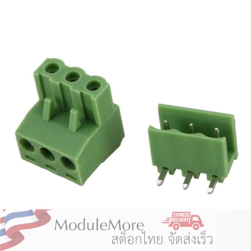 เทอร์มินอลแบบขันสกรูแบบสวมได้ [ผู้-เมีย] 5.08mm 2EDG5.08 3P 3 Way PCB Mount Screw Terminal Block for 14-22 AWG Wire