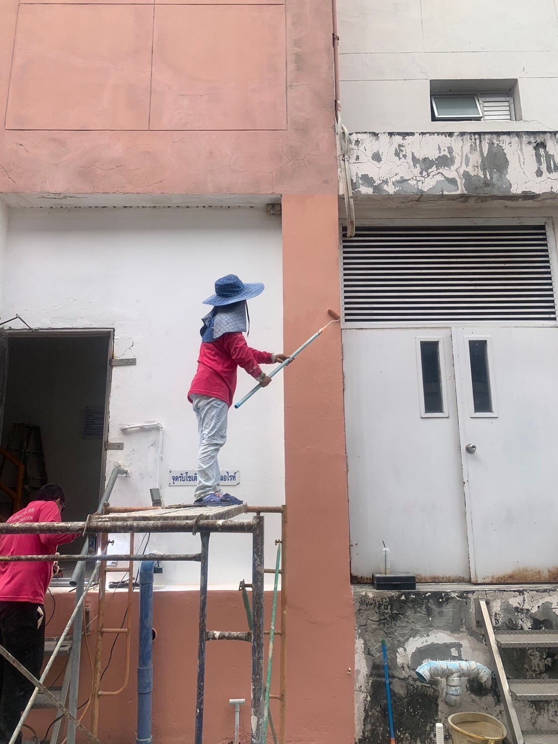 งานซ่อมโครงสร้างเสา หอพักพยาบาลบางระมาด รพ.ศิริราช