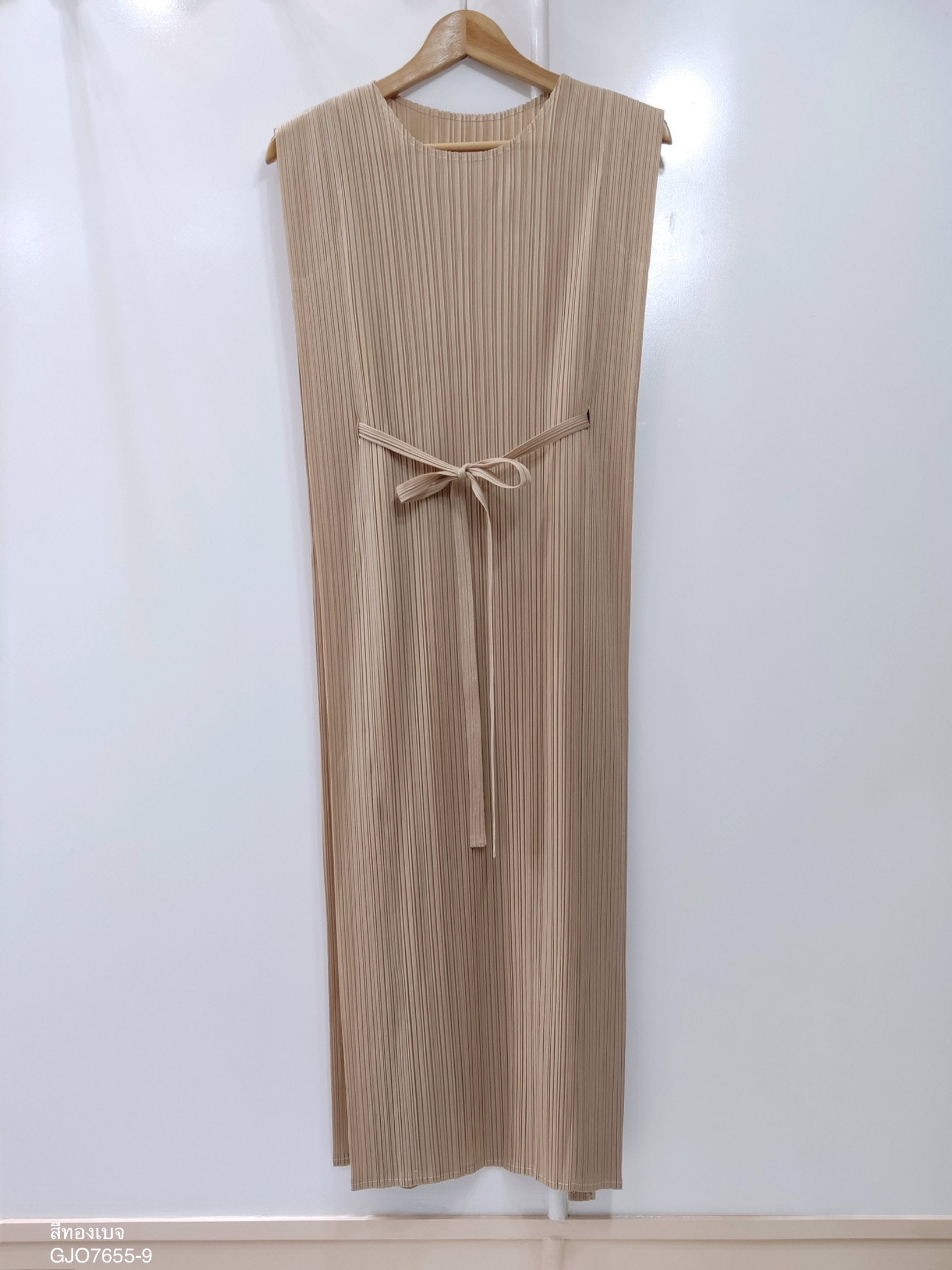 2MUAY รุ่น GJO7655 SIMPLE BOW TIE PLEATED DRESS เดรสผู้หญิง เดรสพลีทคุณภาพ 15สี FREE SIZE