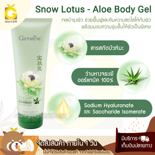 Snow Lotus - Aloe Body Gel เจลบำรุงผิว สำหรับผิวแห้ง แพ้ง่าย ผสานคุณค่าจากบัวหิมะและว่านห่างจระเข้ ช่วยฟื้นฟูและคืนความสดใสให้กับผิว