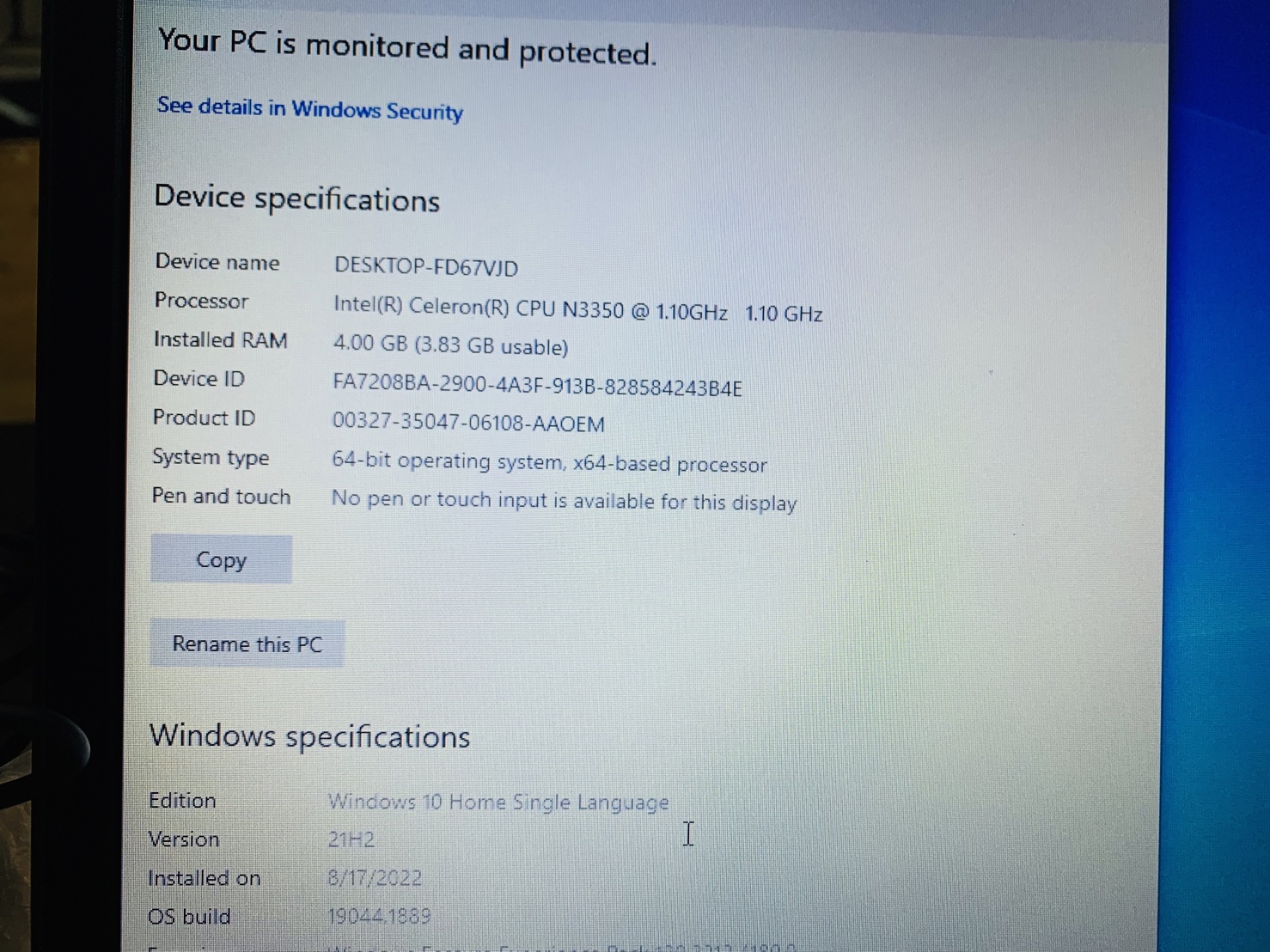 โน้ตบุ๊ค Notebook Lenovo 81A5 (N3350/4GB/128GB)+Adapter