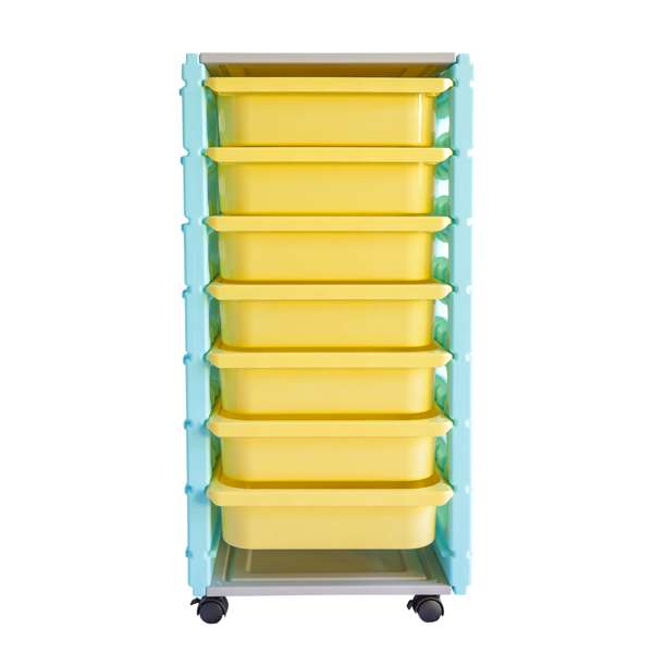 ชุดตู้วางของ 7 ชั้น พร้อมถาดในชุด (แบบเคลื่อนที่),ถาดเก็บอุปกรณ์,ชั้นวางของพลาสติก เฟอร์นิเจอร์เด็ก, พร้อมส่ง