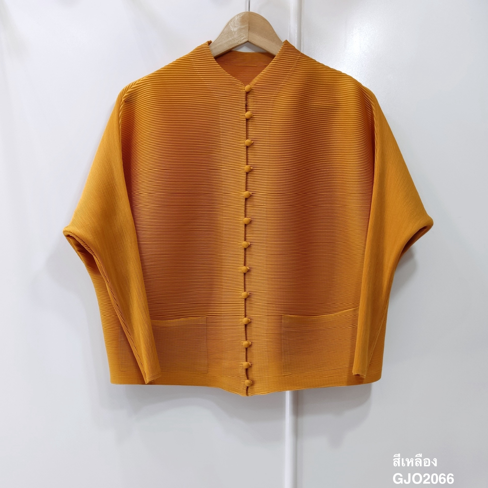 2MUAY BASIC รุ่น GJO2066 เสื้ออัดพลีทงานคุณภาพ BUTTON FRONT PLEATED TOP 17สี FREE SIZE