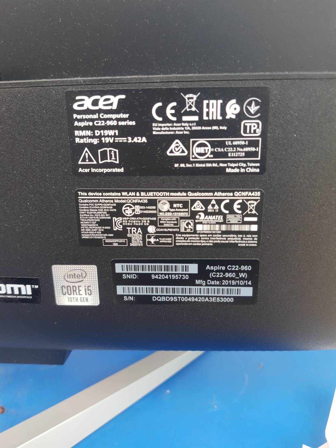 All in one Acer Aspire C22-960