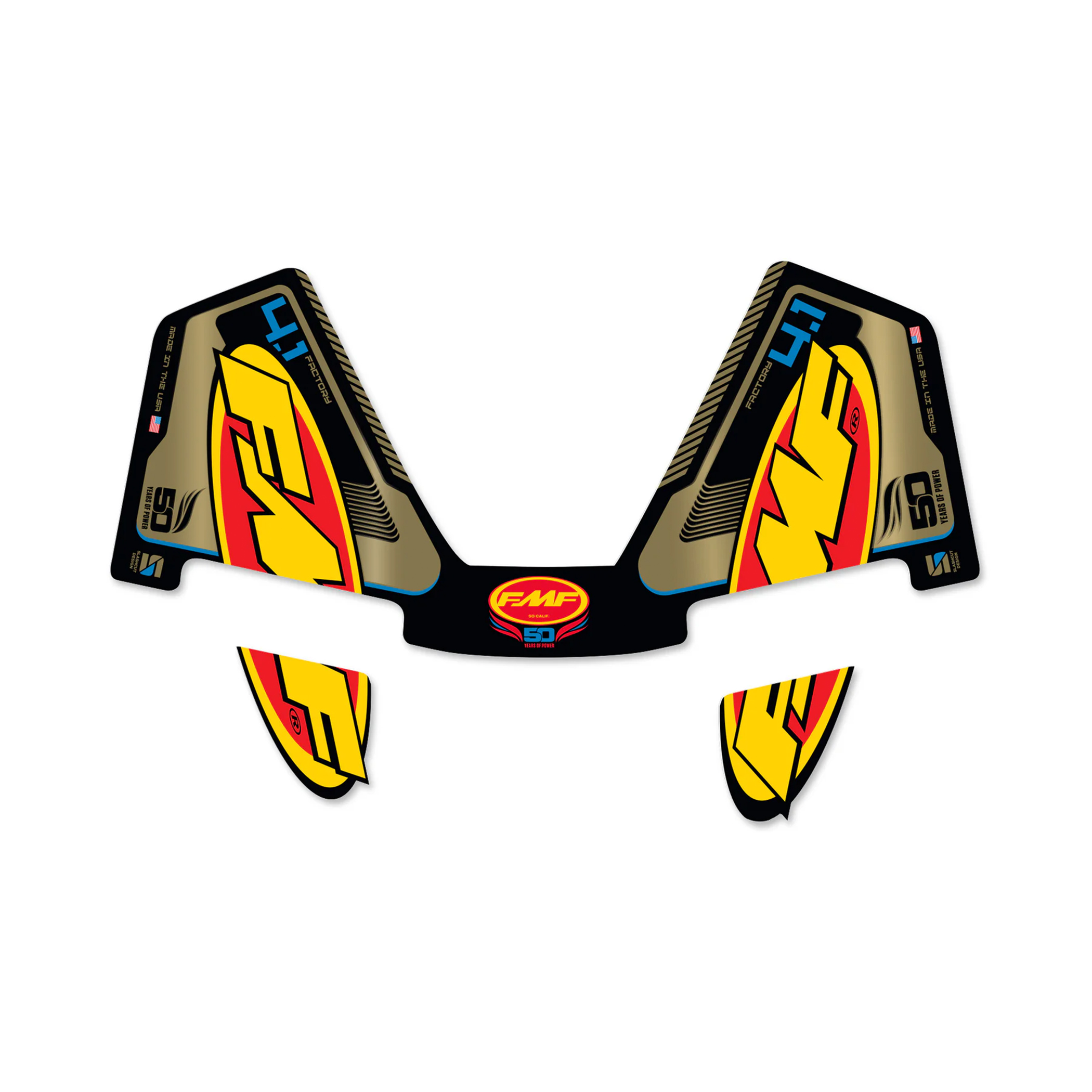 สติ๊กเกอร์ปลายท่อ 4 จังหวะ FMF 50TH GOLD FCTRY 4.1 RCT REPLACEMENT WRAP DECAL 014852