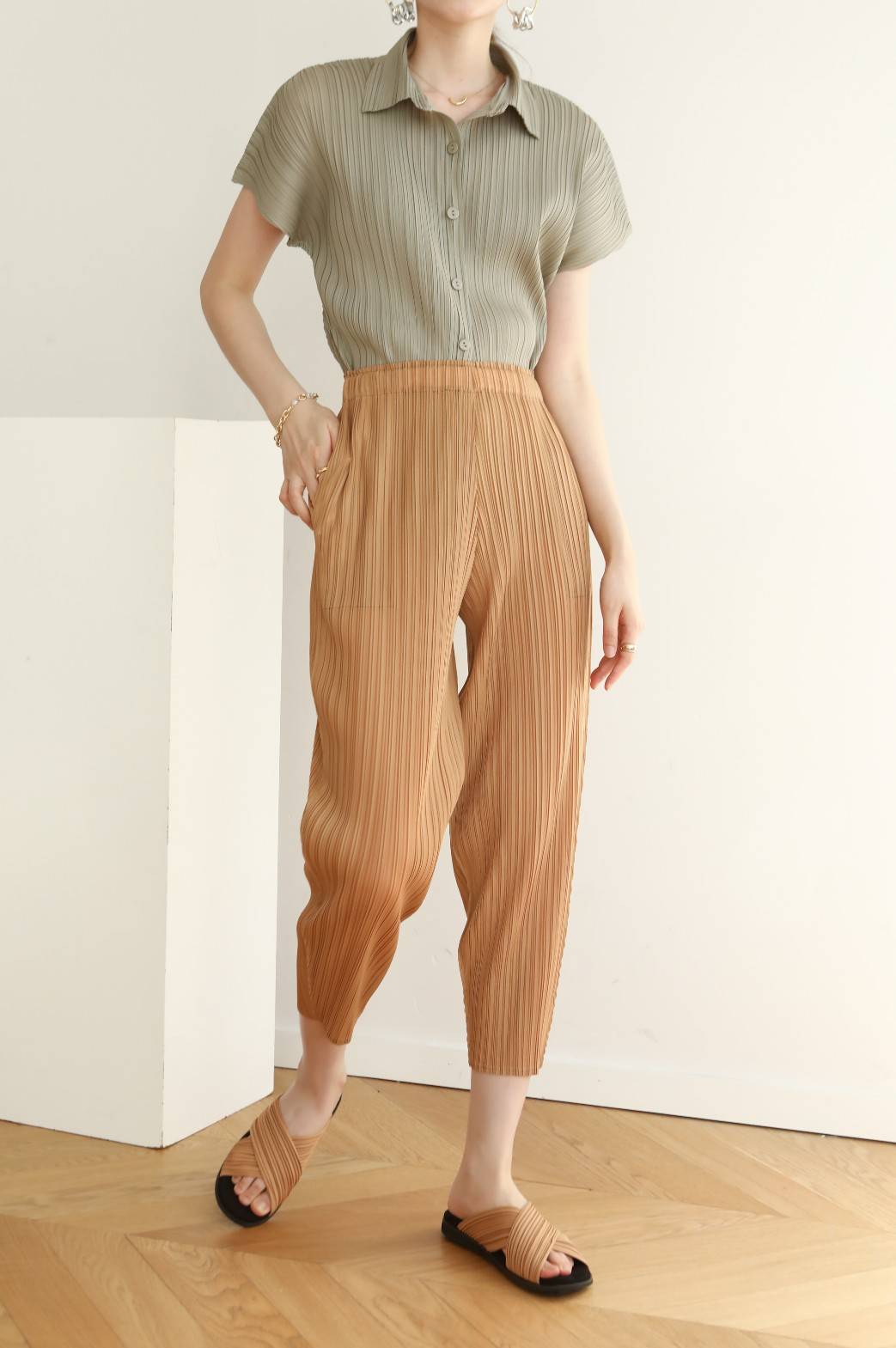 ยาว 34นิ้ว!! 2MUAY รุ่น GJO2188 กางเกงผู้หญิง กางเกงอัดพลีทคุณภาพ 12สี FREE SIZE CASUAL FIT PLEATES PANTS