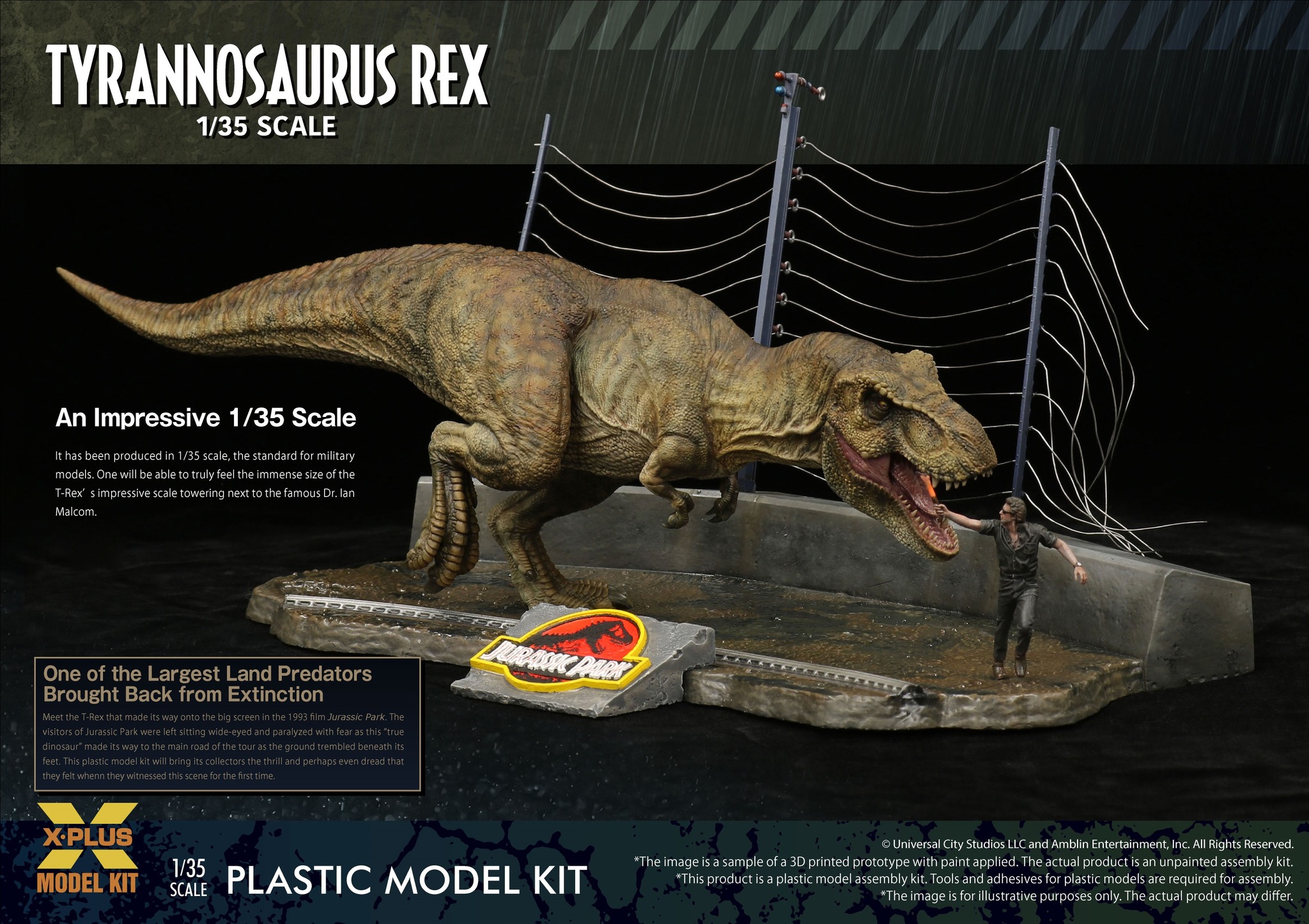 [สั่งจอง] X-PLUS 411-200130C 1/35 : Jurassic Park T rex [Model Kit]