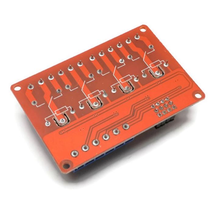 รีเลย์แบบ 4 ช่อง 5V relay module optocoupler isolation high and low level trigger MCU red board