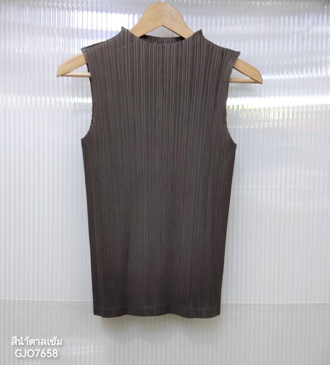 2MUAY BASIC รุ่น GJO7658 BASIC HIGH NECK PLEATED TOP เสื้ออัดพลีทงานคุณภาพ 22สี FREE SIZE