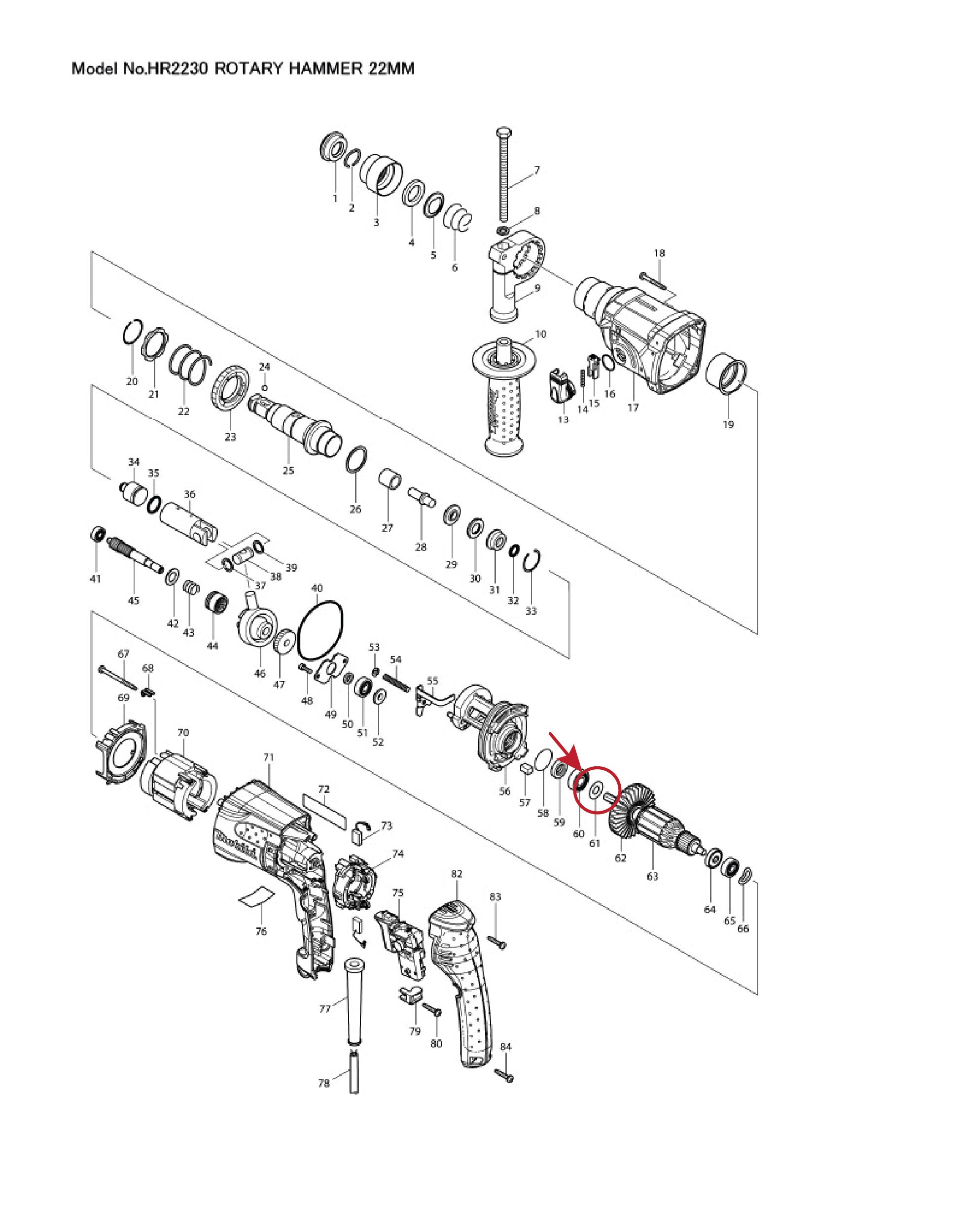 แหวนรองลูกปืนใบพัดทุ่น (แท้) (267213-8) Makita มากีต้า รุ่น HR2230, HR2430, HR2460, HR2470 T, BHR202, BHR241, DHR202, M8701 B - Maktec มาคเทค รุ่น MT870, MT871 (267213-8) (อะไหล่แท้100%) Flat Washer 10