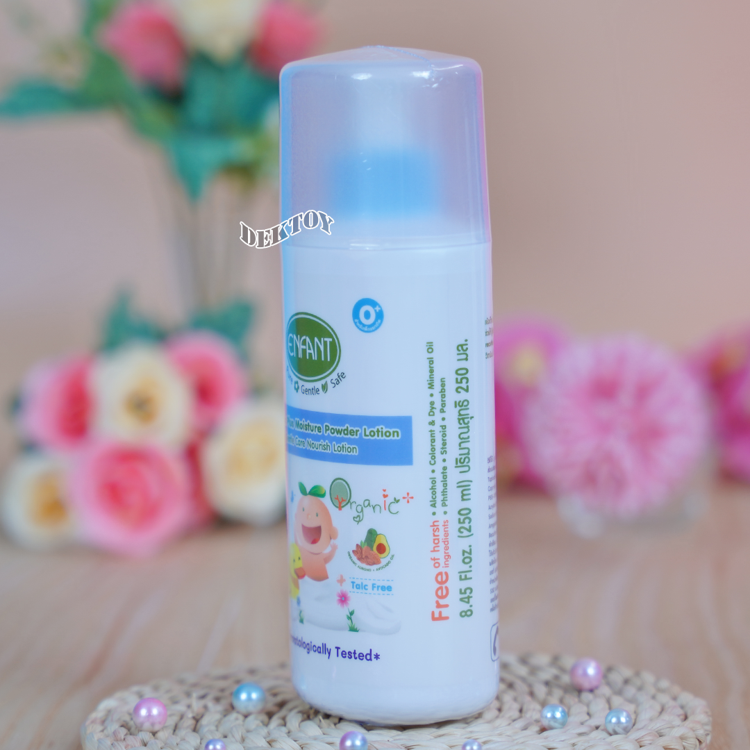 Enfant อองฟองต์ แป้งเด็กเนื้อโลชั่น Oganic plus Moisture Powder Lotion ใช้ได้ตั้งแต่แรกเกิด 250มล.
