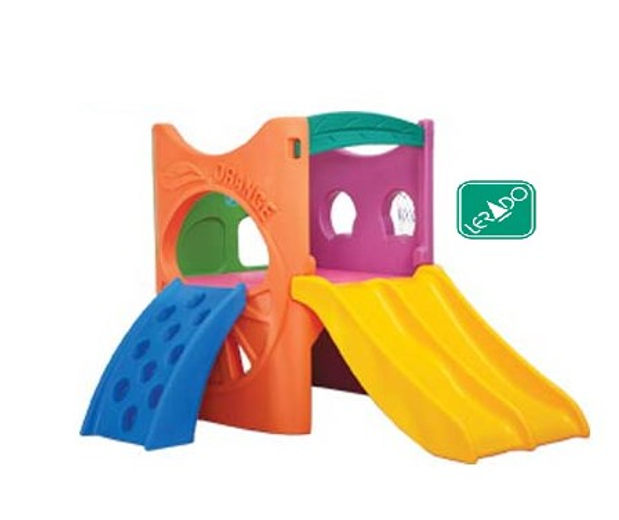 กระดานลื่นสีสันสองสไลด์พร้อมปีนป่าย ของเล่นสนาม มุมเด็ก โรงเรียน ศูนย์พัฒนาเด็กเล็ก พร้อมส่ง