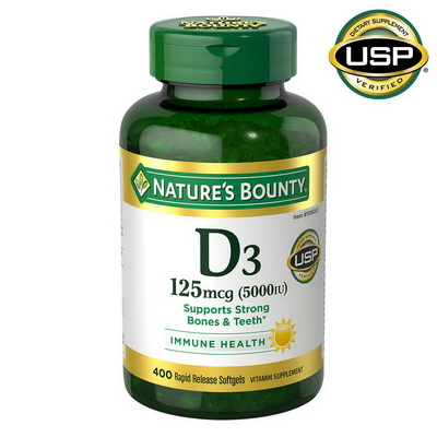Nature's Bounty Vitamin D3 125 mcg, 400 Softgels สูตรเข้มข้น บำรุงกระดูก เสริมสร้างภูมิค้มกัน