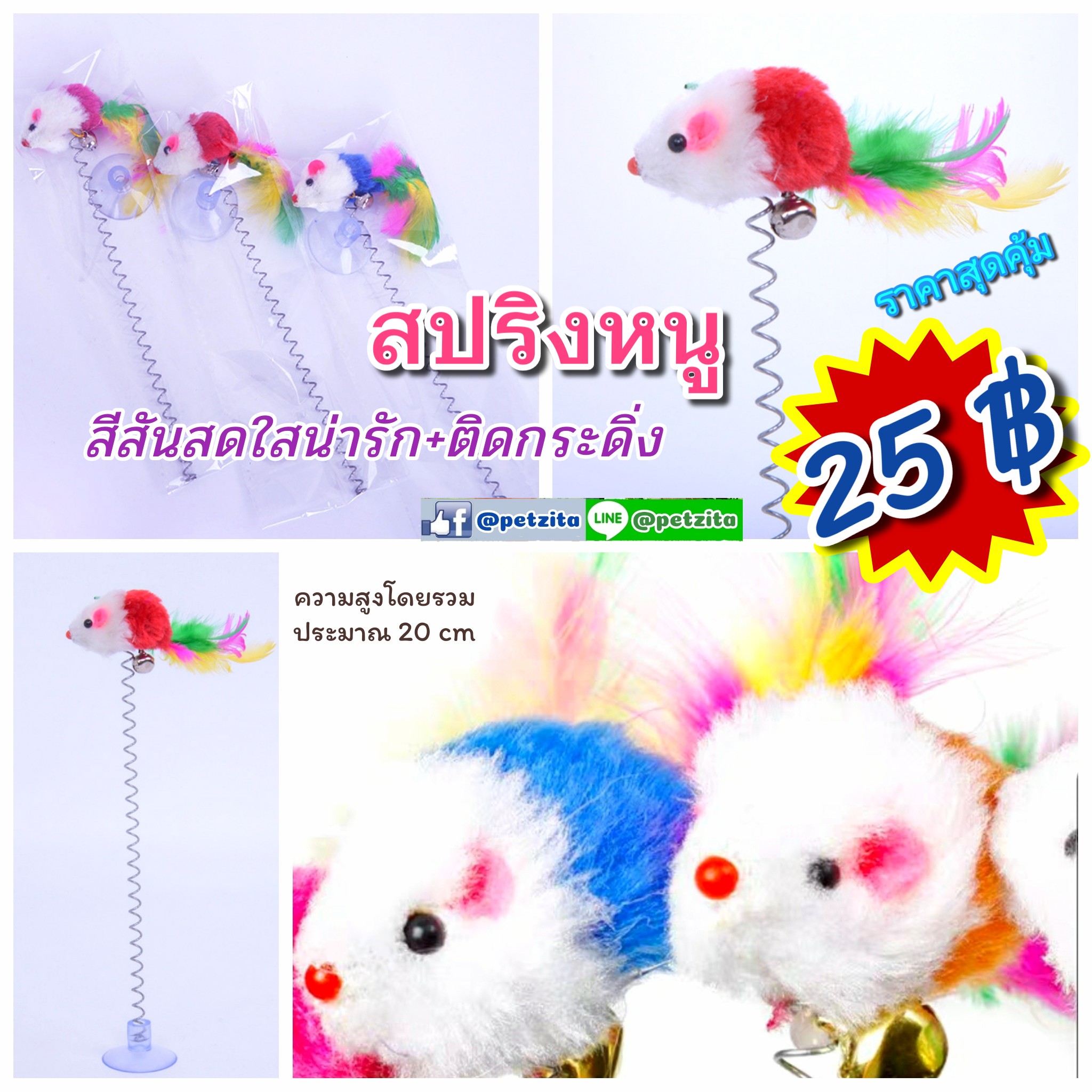🇹🇭สินค้าอยู่ไทย🇹🇭หนูสปริง สีสดใส ของเล่นน้องแมว