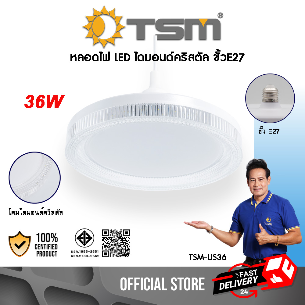 หลอดไฟไดมอนด์คริสตัล หลอดไฟ LED E27 กำลังไฟ 36W