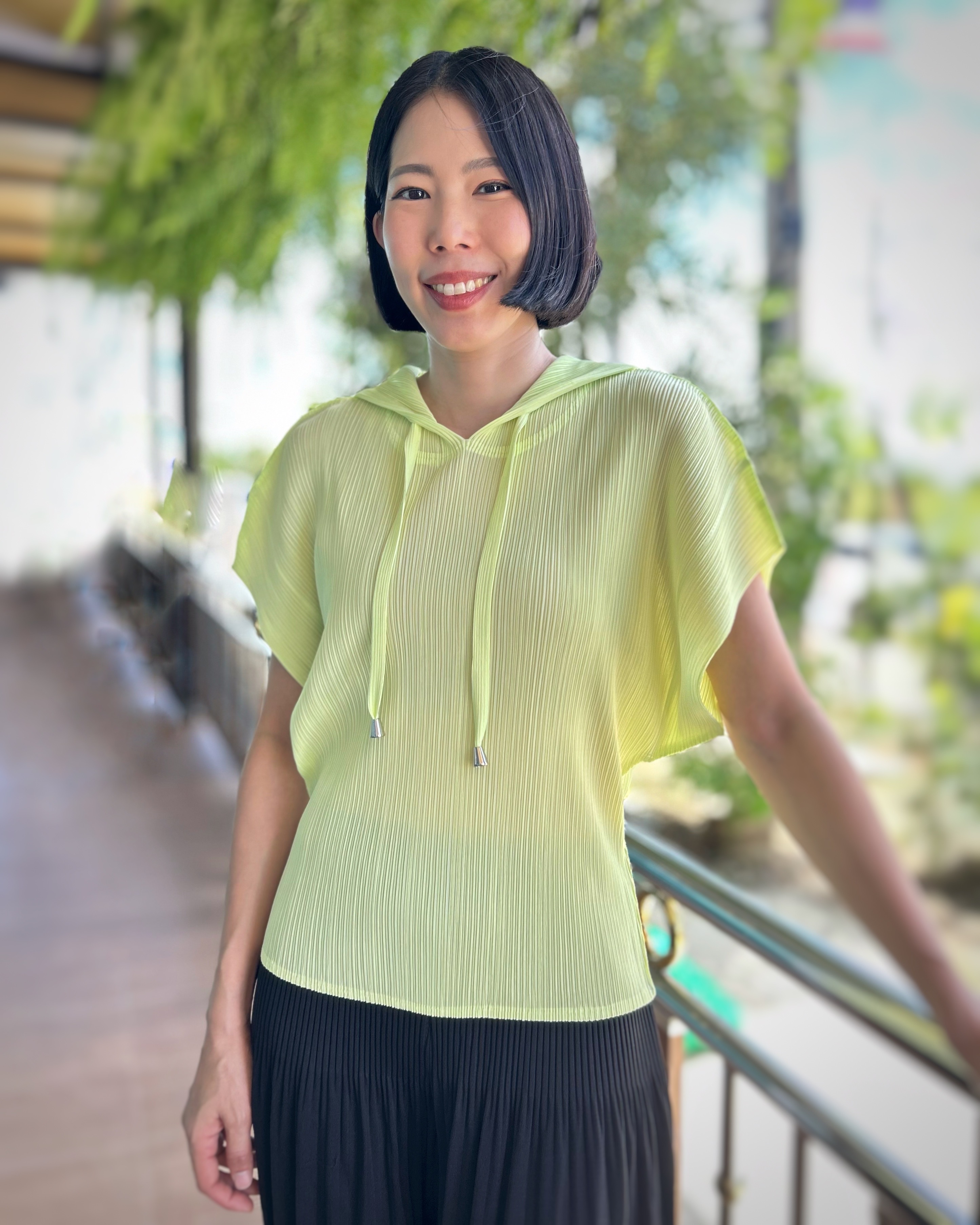 2MUAY รุ่น GJO10546 เสื้ออัดพลีท SHORT SLEEVE PLEATED HOODED PLEATED TOP 10 สี FREE SIZE
