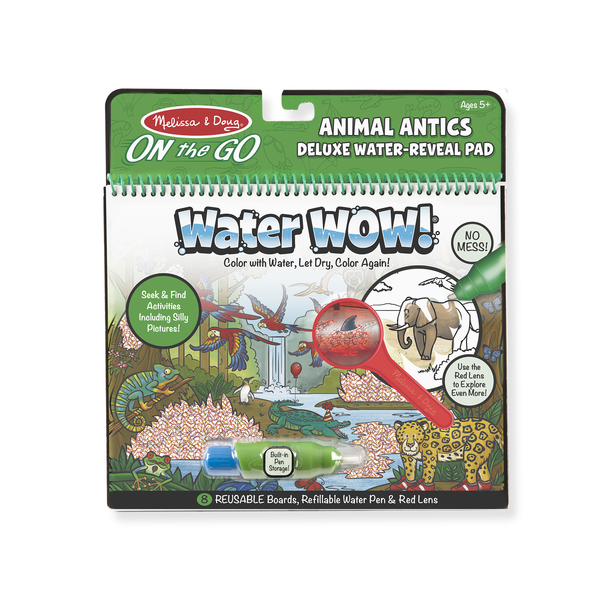 ระบายสีด้วยน้ำสัตว์ รุ่นดีลักซ์ พร้อมแว่นหาภาพที่ซ่อนอยู่ Water Wow! Animal Antics Deluxe Water-Reveal Pad - On the Go Travel Activity รีวิวดีใน Amazon USA หาภาพที่ซ่อนอยู่ด้วยแว่นขยาย ของเล่น มาลิซ่า 3 - 6 ขวบ