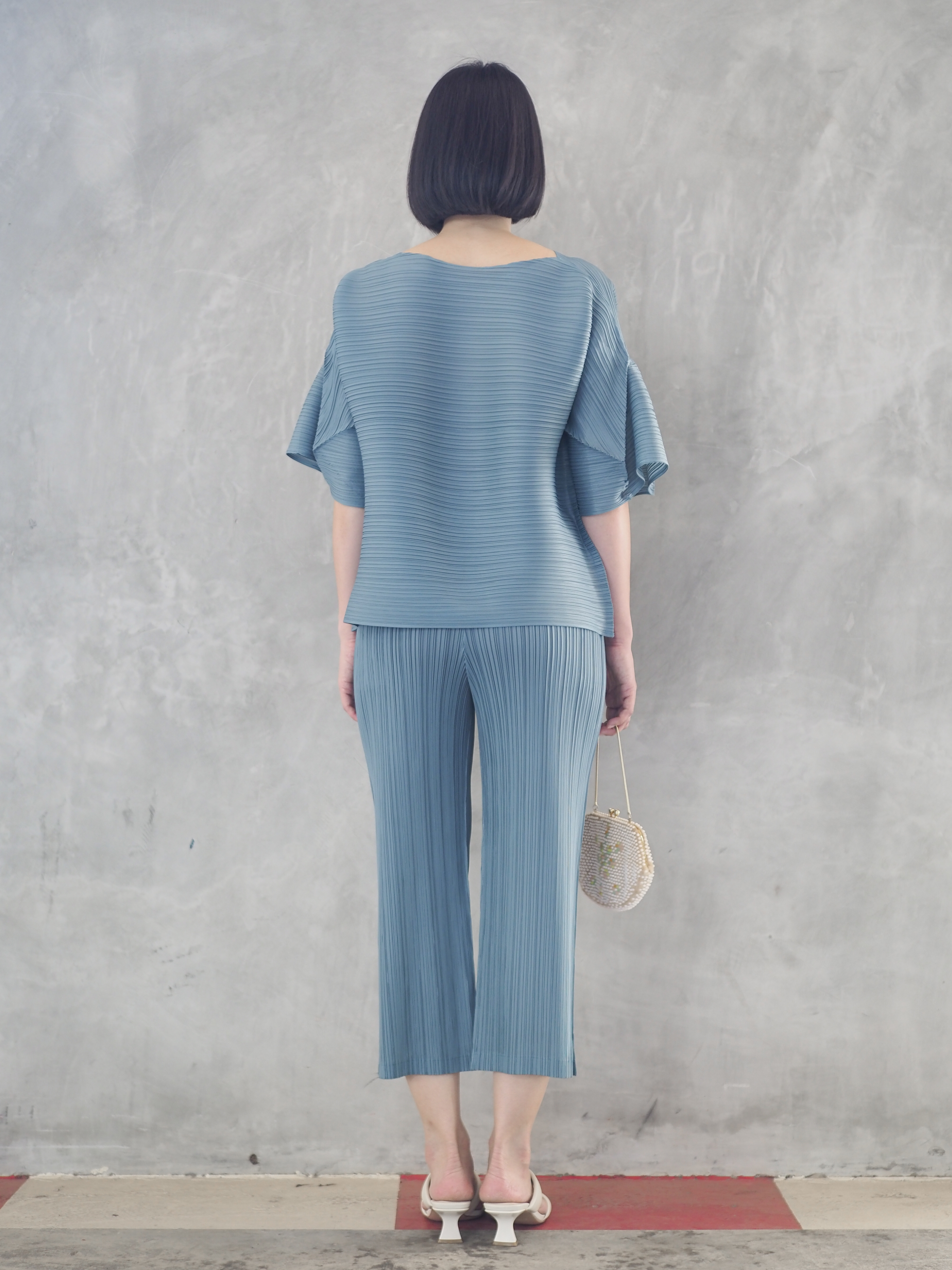 สีใหม่! 2MUAY รุ่น GJO9319-9 / GJO7573-9 เซ็ตพลีทคุณภาพ FLARE SLEEVE TOP WITH PANT PLEATED SET 7 สี FREE SIZE