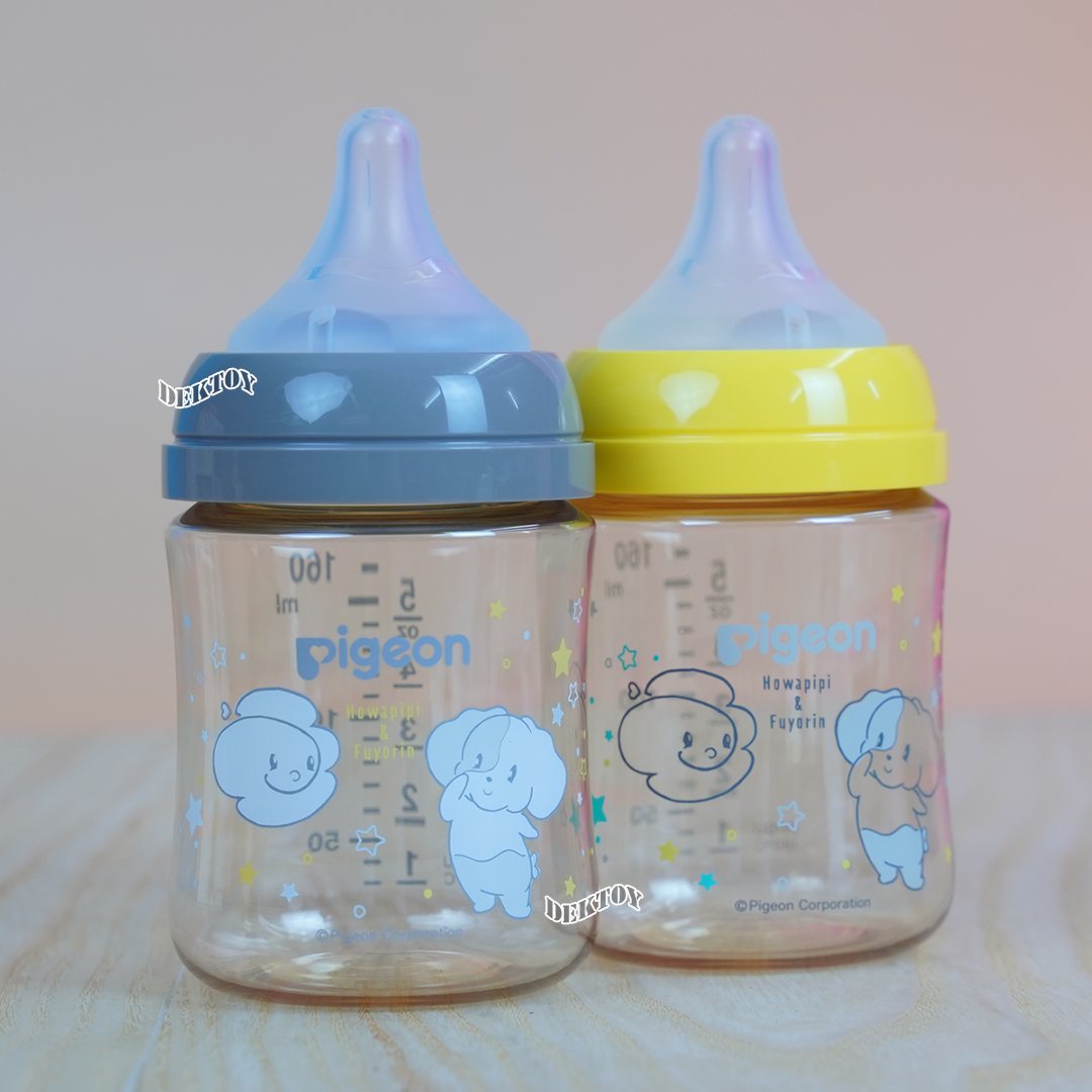 Pigeon พีเจ้น ขวดนมพีเจ้นสีชา PPSU 5 ออนซ์ 160 มล. คอกว้าง แพ็ค2ขวด HOWAPIPI