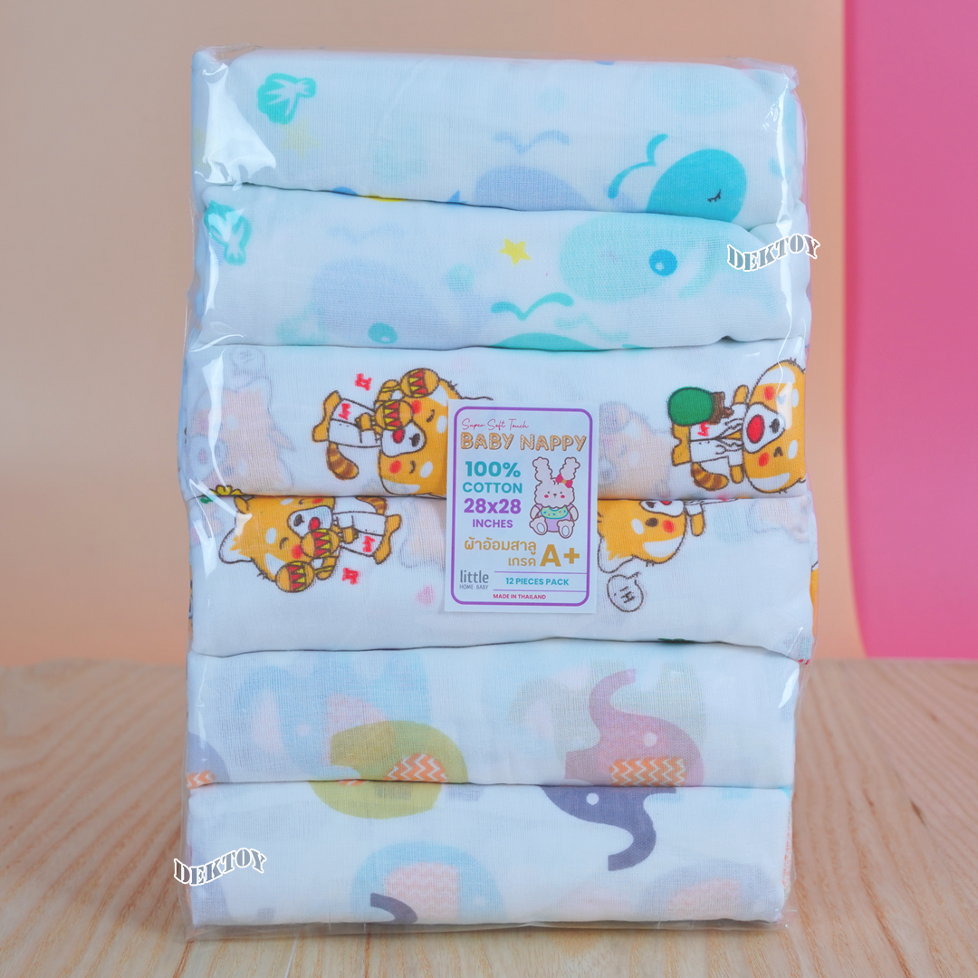 Litelhome ผ้าอ้อมเด็ก ผ้าอ้อมสาลู 28 นิ้ว 12 ผืน