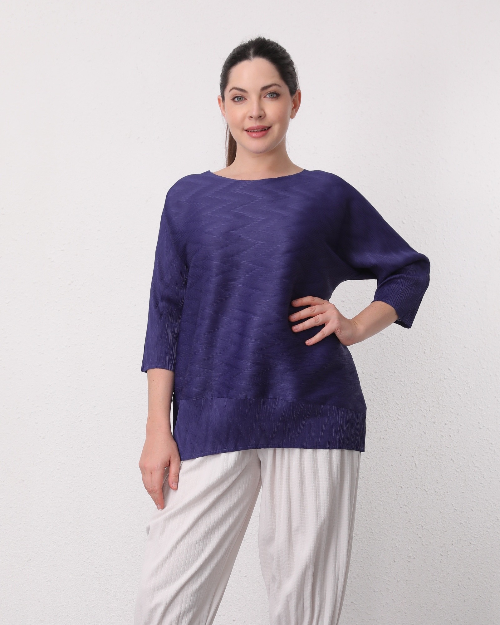 อกถึง44ยาว23นิ้ว 2MUAY รุ่น GA67807 เสื้ออัดพลีท LONG SLEEVE PLEATED TOP 8 สี FREE SIZE