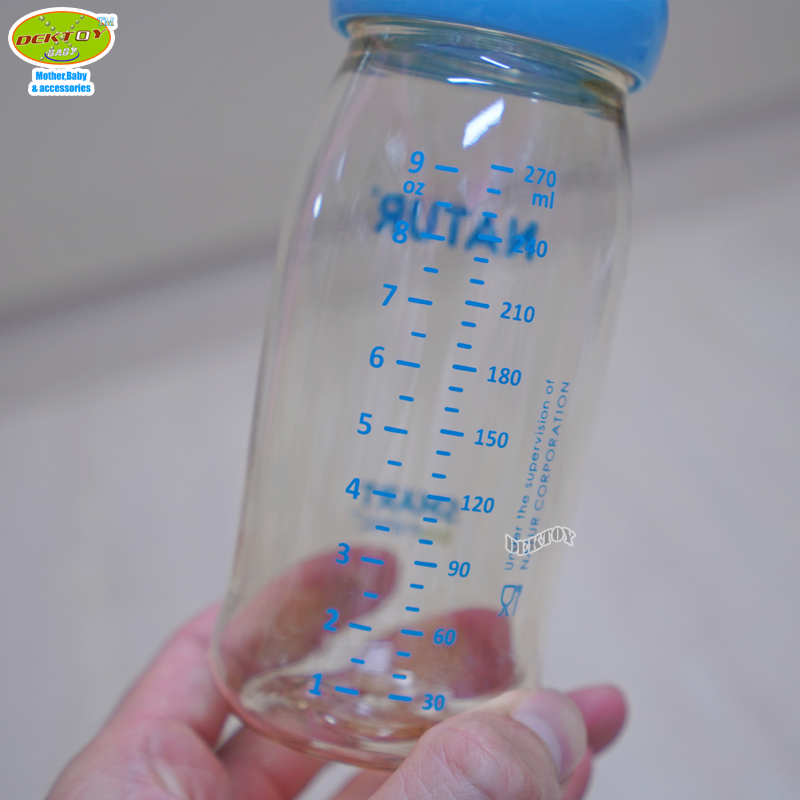 NEW-Natur เนเจอร์ ขวดนมเนเจอร์ไม่ดูด ไม่ไหล คอกว้างสมาร์ทไบโอมิมิคสีชาPES 9 ออนซ์ แพ็ก1ขวด