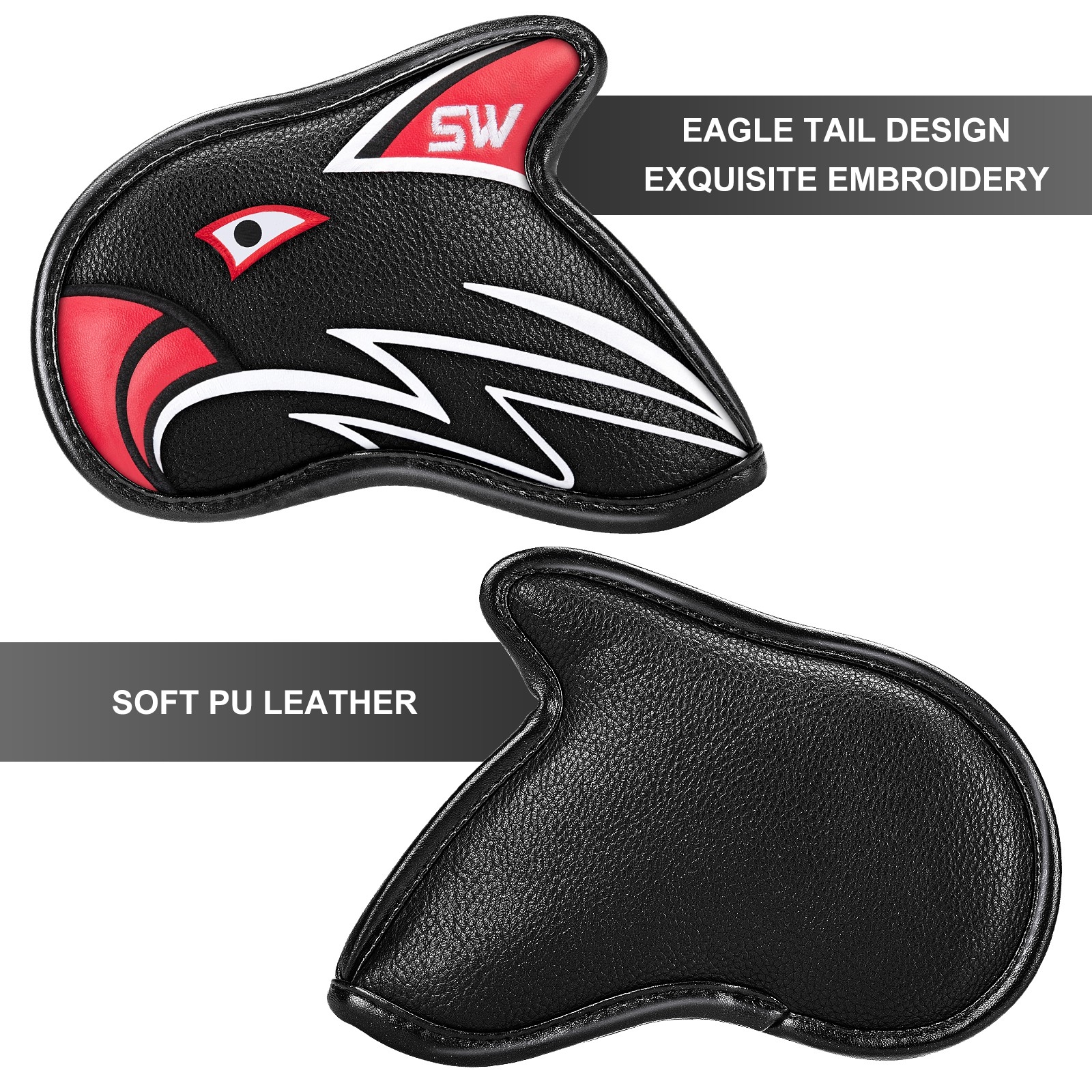 ปลอกหุ้มหัวไม้กอล์ฟ ปลอกหุ้มหัวไม้ชุดเหล็ก COVER IRONS SET EAGLE ( 1 เซ็ตมี 11 ชิ้น ) สีดำ