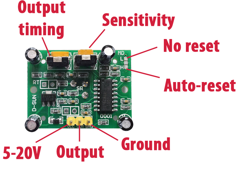 เซ็นเซอร์ตรวจจับความเคลื่อนไหว PIR Motion Sensor Detector Module HC-SR501 (ตัวสีฟ้า)