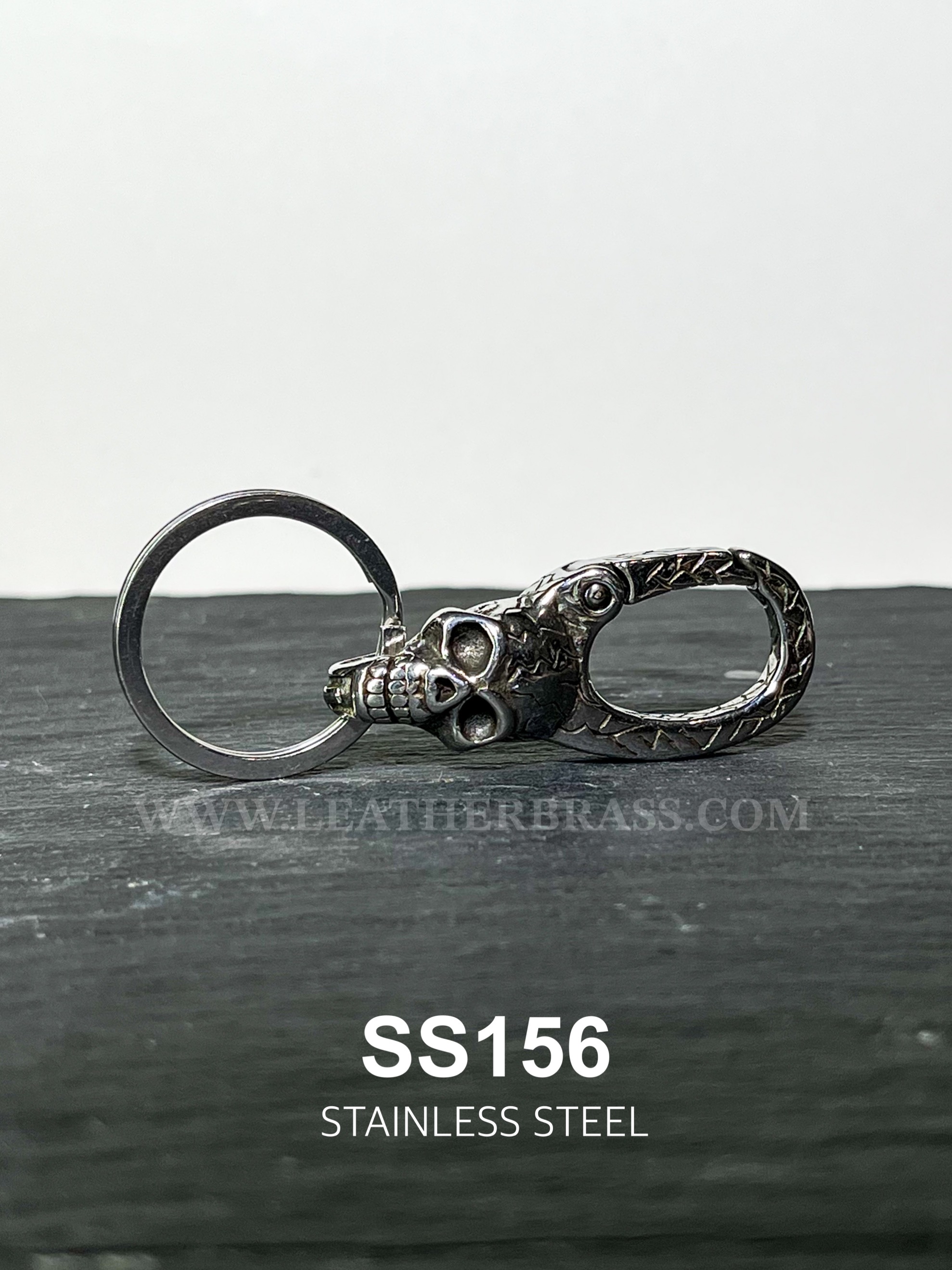 SS156 พวงกุญแจหัวกระโหลก สเตนเลสแท้ *** ราคาต่อชิ้น*** อุปกรณ์งานหนัง