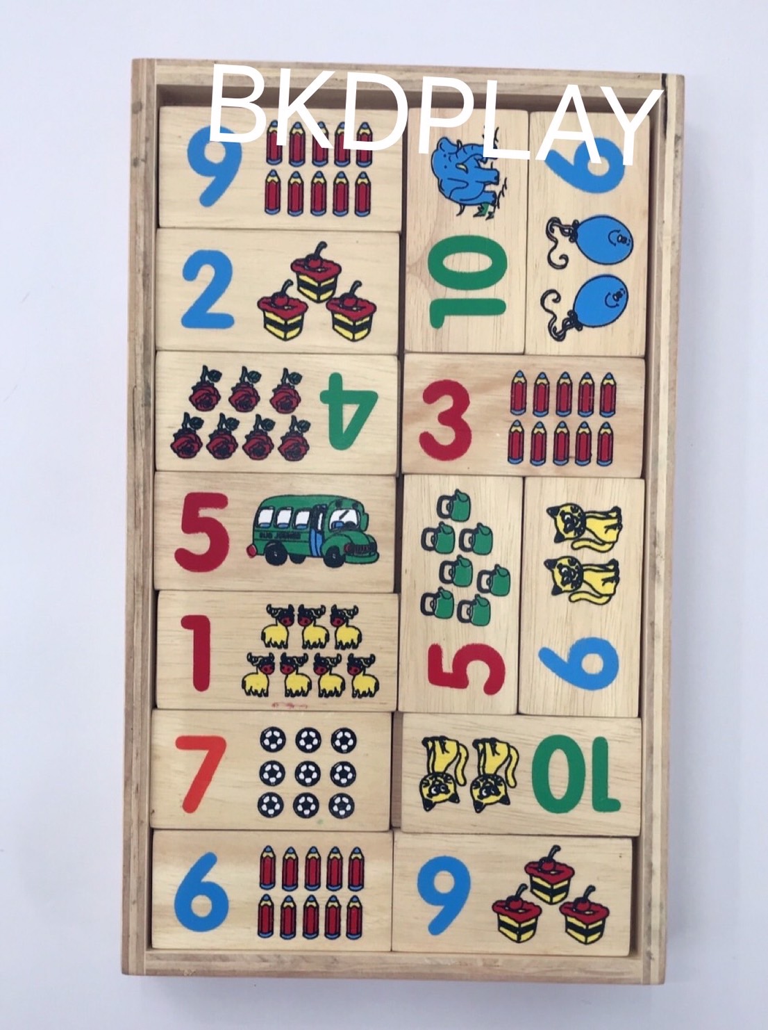 โดมิโนตัวเลข , ของเล่นไม้, ของเล่นเสริมพัฒนาการ, ของเล่นเด็กอนุบาล, สื่อการสอนเด็กอนุบาล