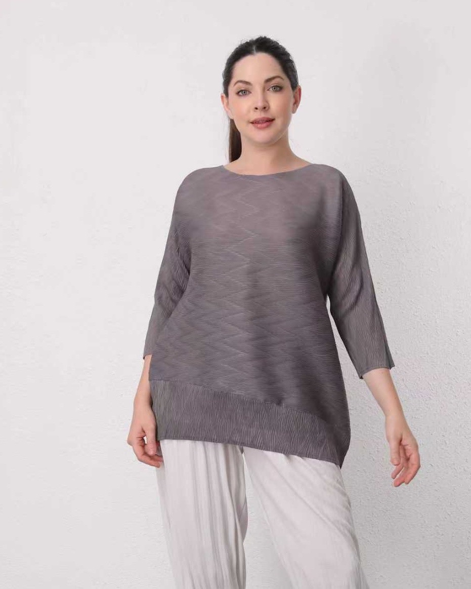 อกถึง44ยาว23นิ้ว 2MUAY รุ่น GA67807 เสื้ออัดพลีท LONG SLEEVE PLEATED TOP 8 สี FREE SIZE