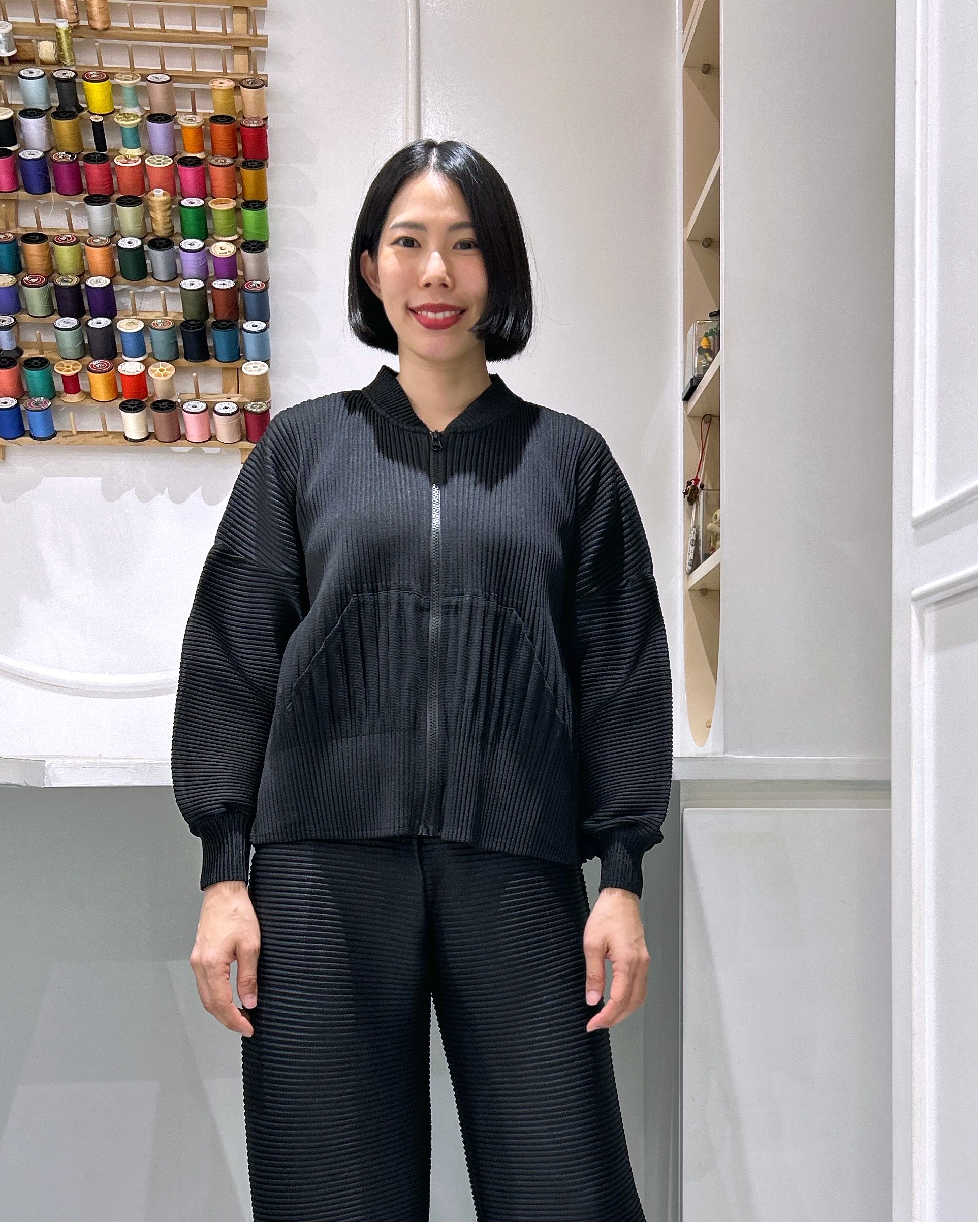 2MUAY รุ่น GA67811 เสื้อคลุมอัดพลีท THICK ZIP FRONT PLEATED CARDIGAN 4สี FREE SIZE